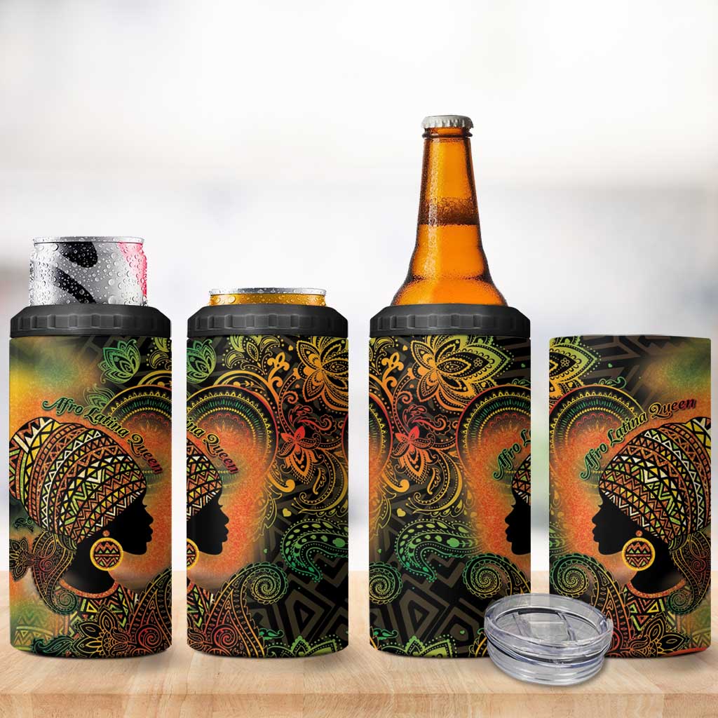 Black Women 4 in 1 Can Cooler Tumbler Afro Latina Queen DT05