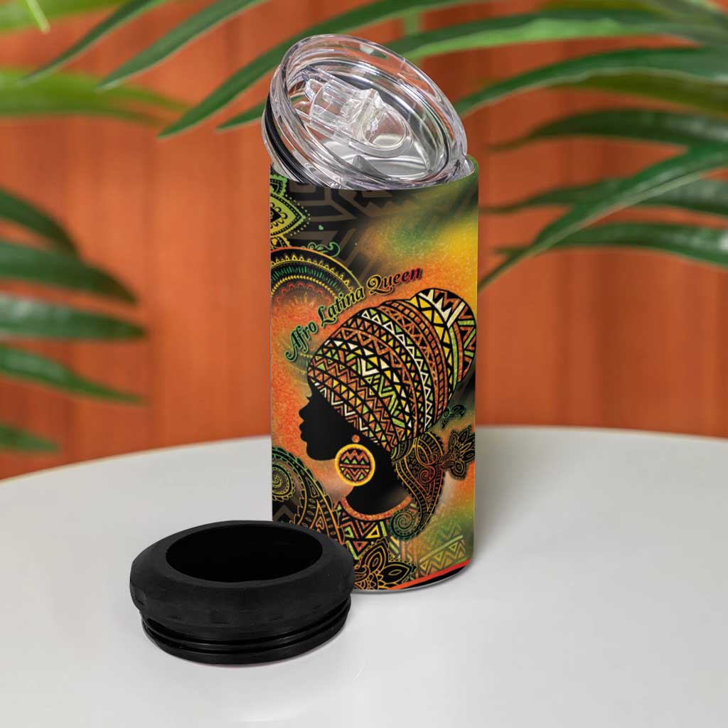 Black Women 4 in 1 Can Cooler Tumbler Afro Latina Queen DT05