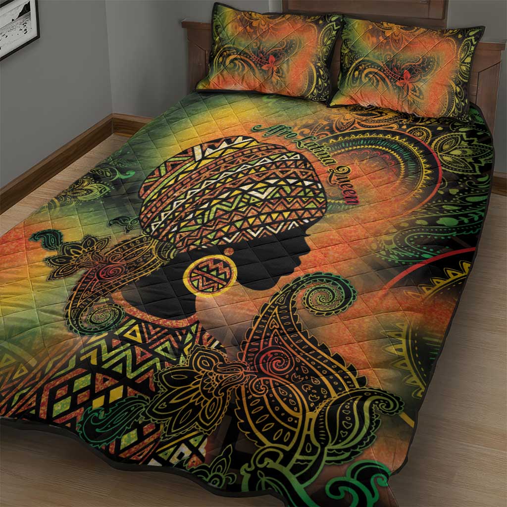 Black Women Quilt Bed Set Afro Latina Queen DT05