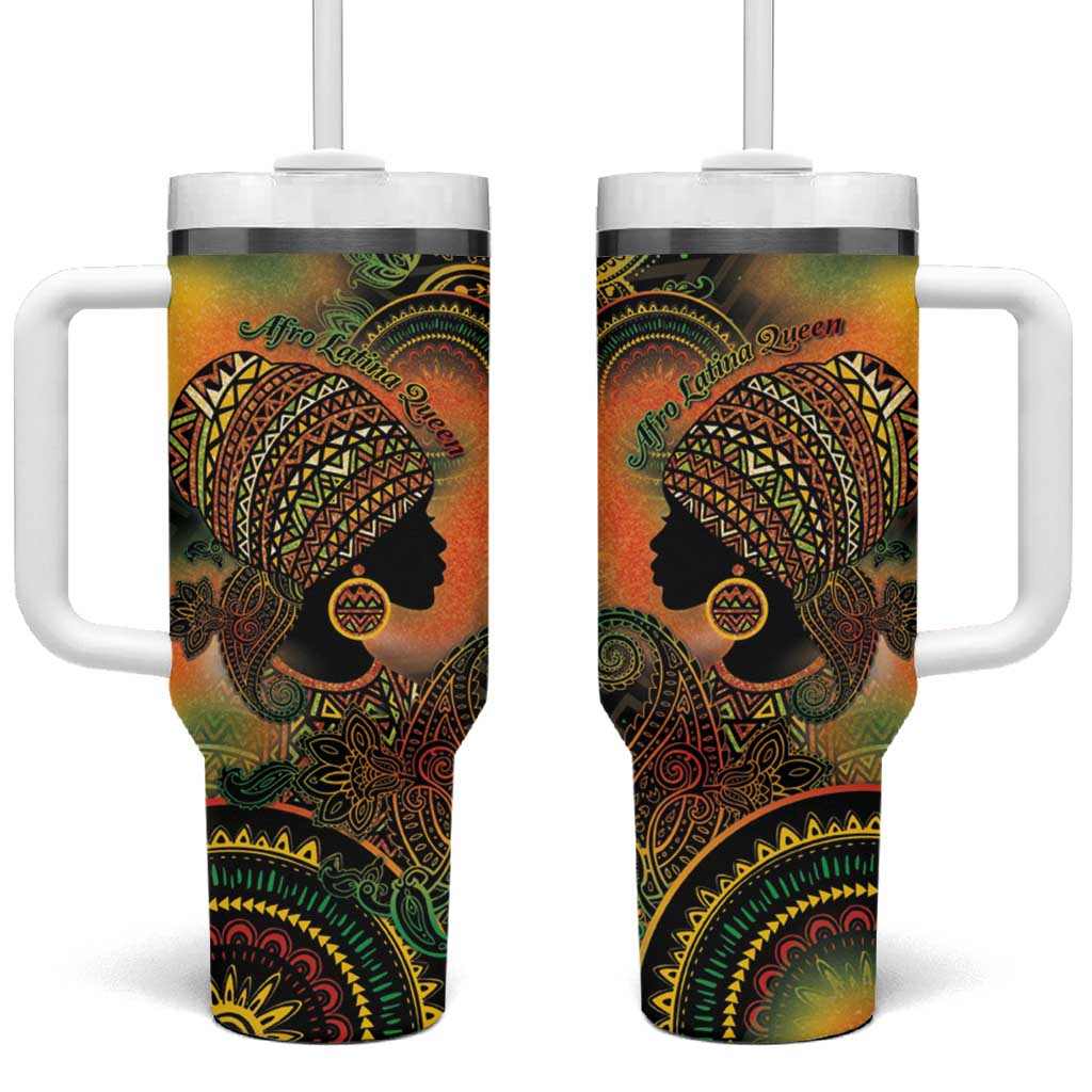 Black Women Tumbler With Handle Afro Latina Queen DT05