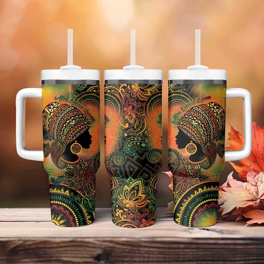 Black Women Tumbler With Handle Afro Latina Queen DT05