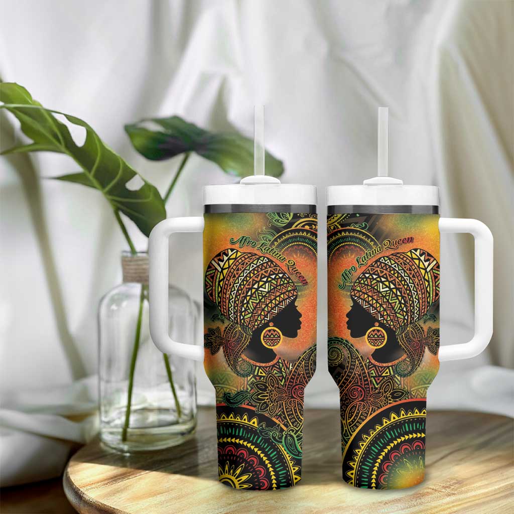 Black Women Tumbler With Handle Afro Latina Queen DT05