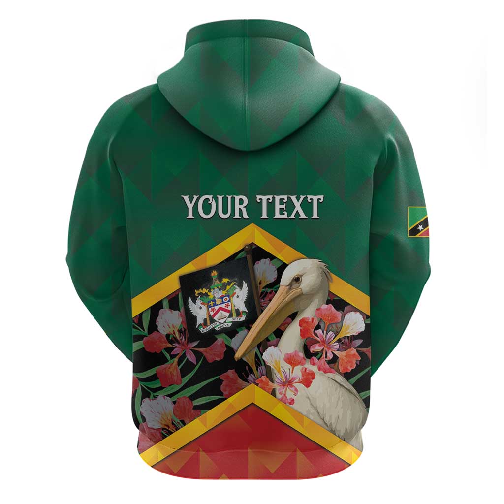 Personalized Saint Kitts and Nevis Hoodie Pelican With Poinciana Flowers DT05