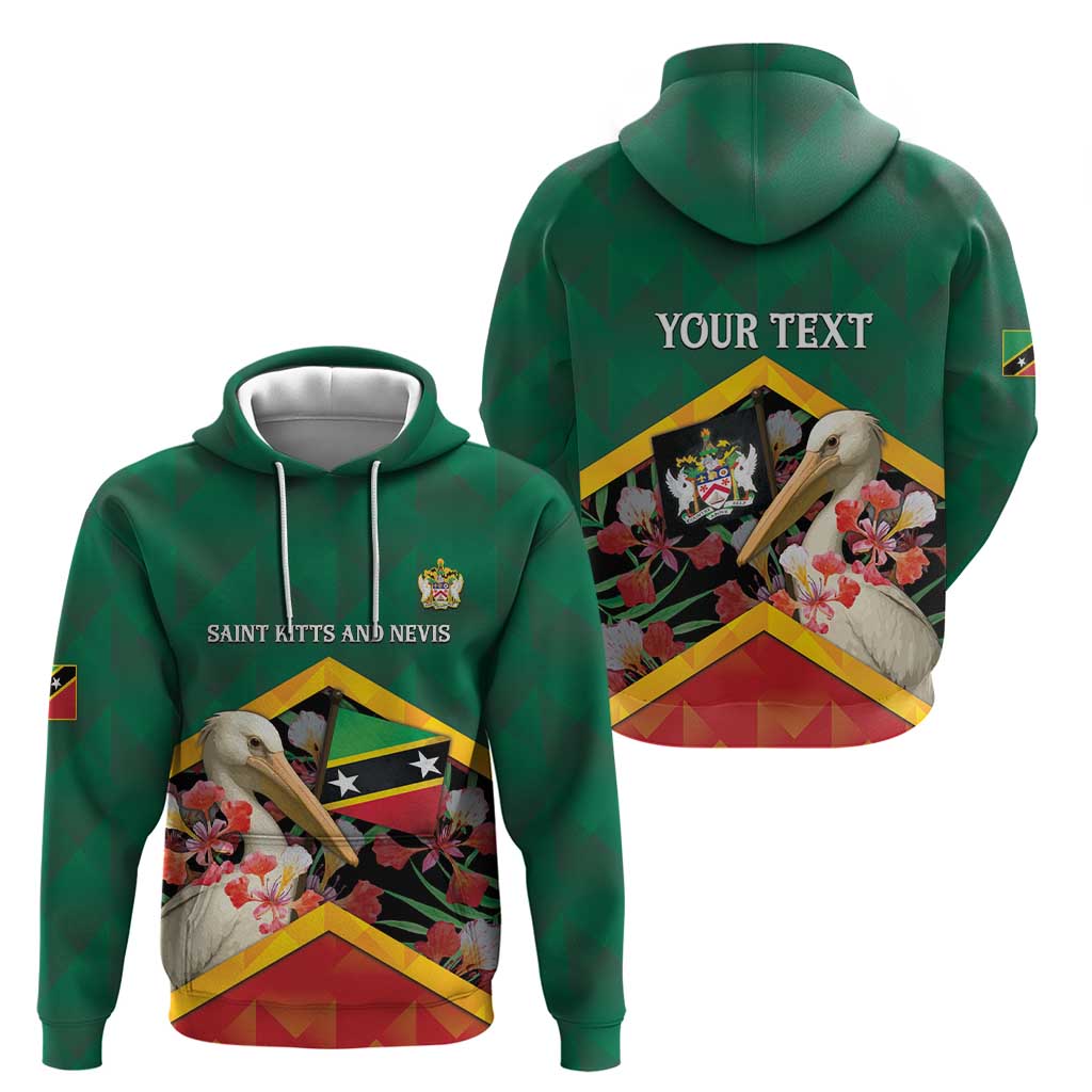 Personalized Saint Kitts and Nevis Hoodie Pelican With Poinciana Flowers DT05