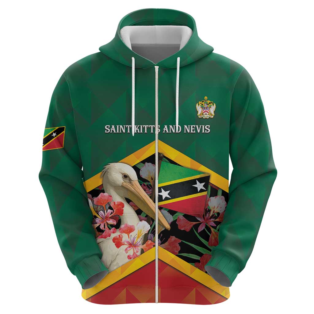Personalized Saint Kitts and Nevis Hoodie Pelican With Poinciana Flowers DT05