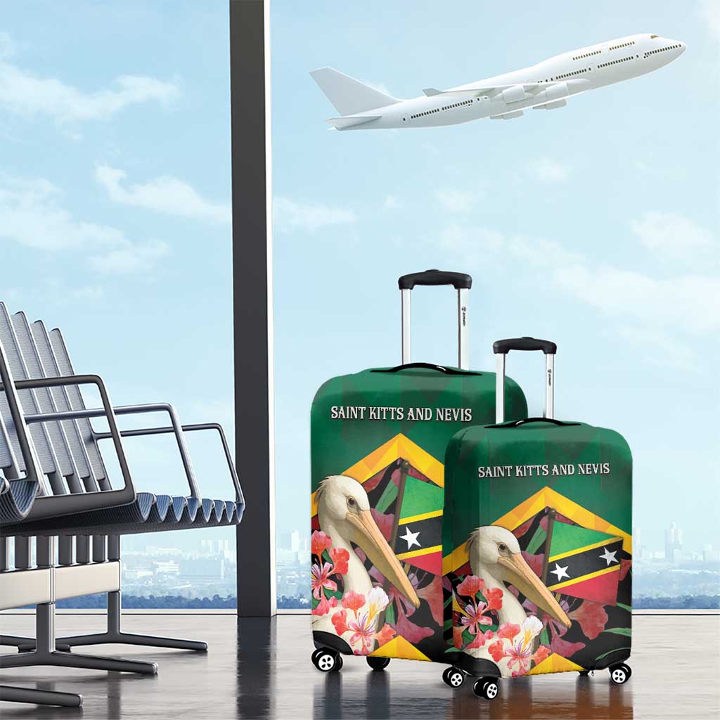 Saint Kitts and Nevis Luggage Cover Pelican With Poinciana Flowers DT05