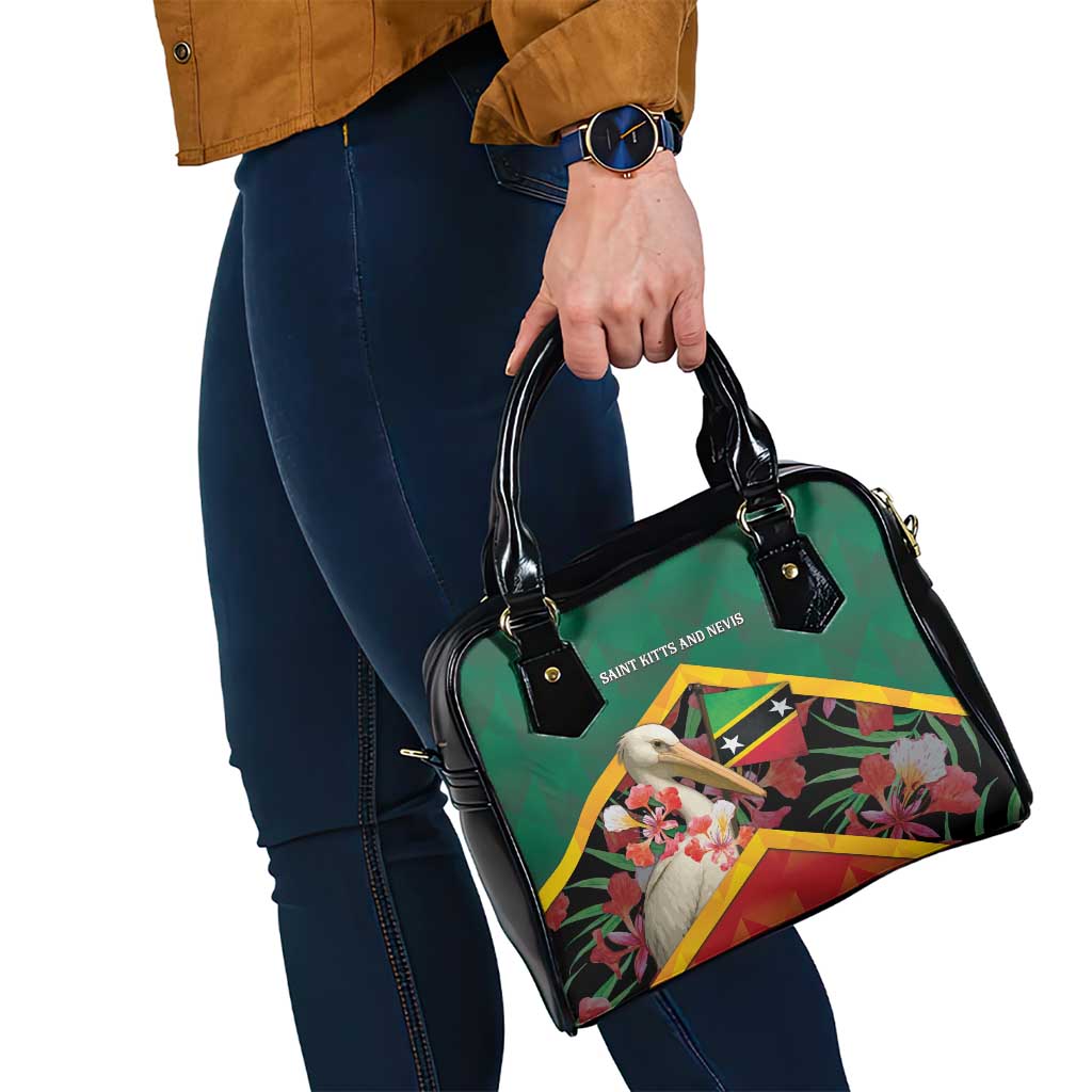 Saint Kitts and Nevis Shoulder Handbag Pelican With Poinciana Flowers DT05