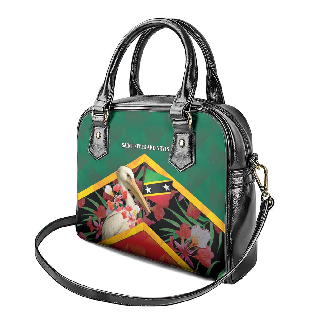 Saint Kitts and Nevis Shoulder Handbag Pelican With Poinciana Flowers DT05