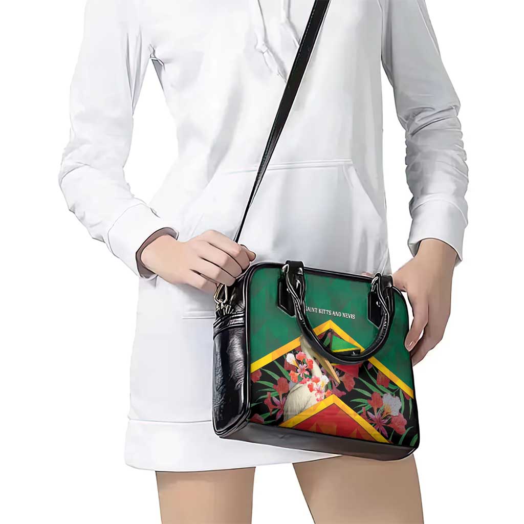 Saint Kitts and Nevis Shoulder Handbag Pelican With Poinciana Flowers DT05