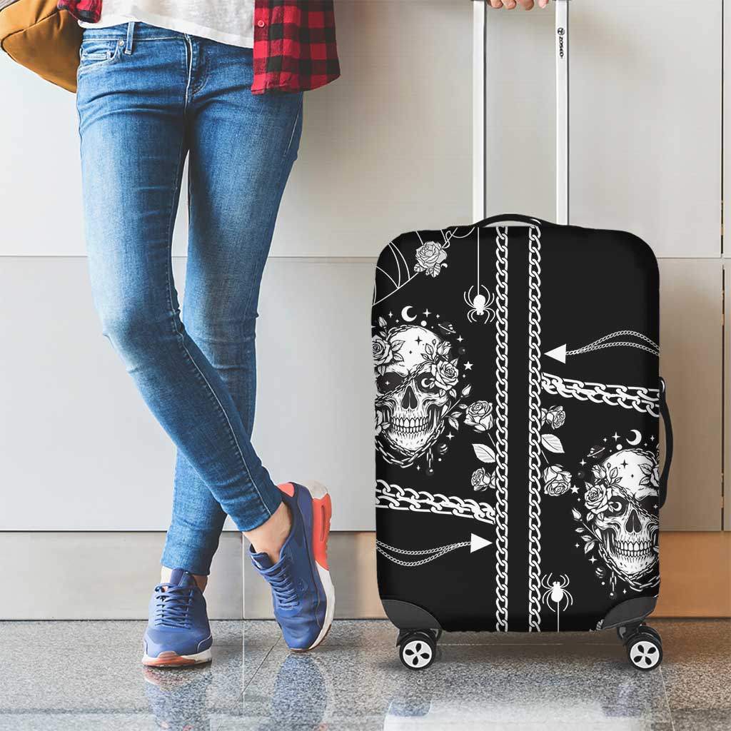 Western Gothic Yoke Luggage Cover Skull Rose With Spider DT05