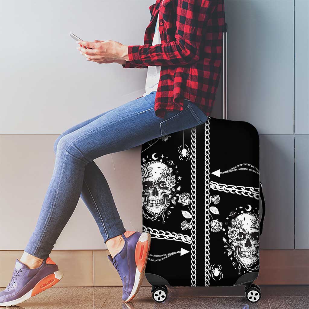Western Gothic Yoke Luggage Cover Skull Rose With Spider DT05