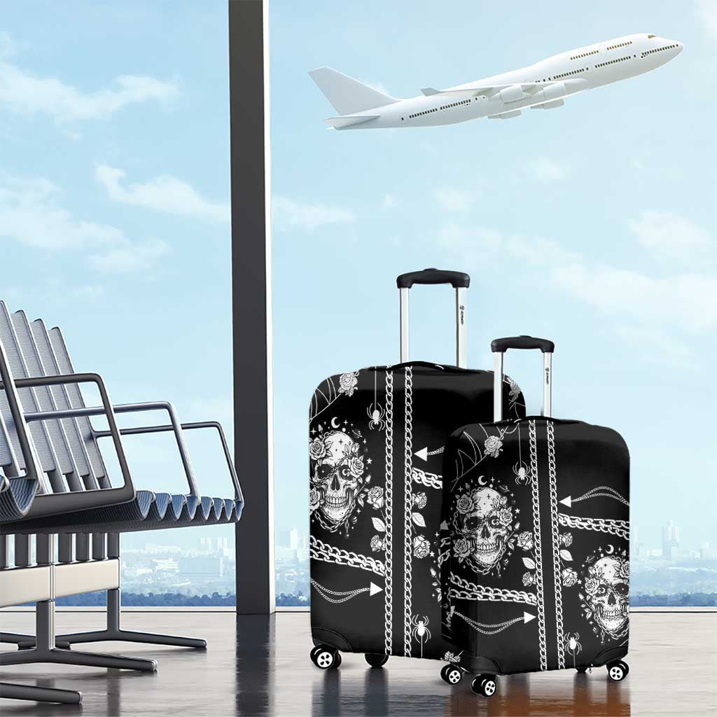 Western Gothic Yoke Luggage Cover Skull Rose With Spider DT05