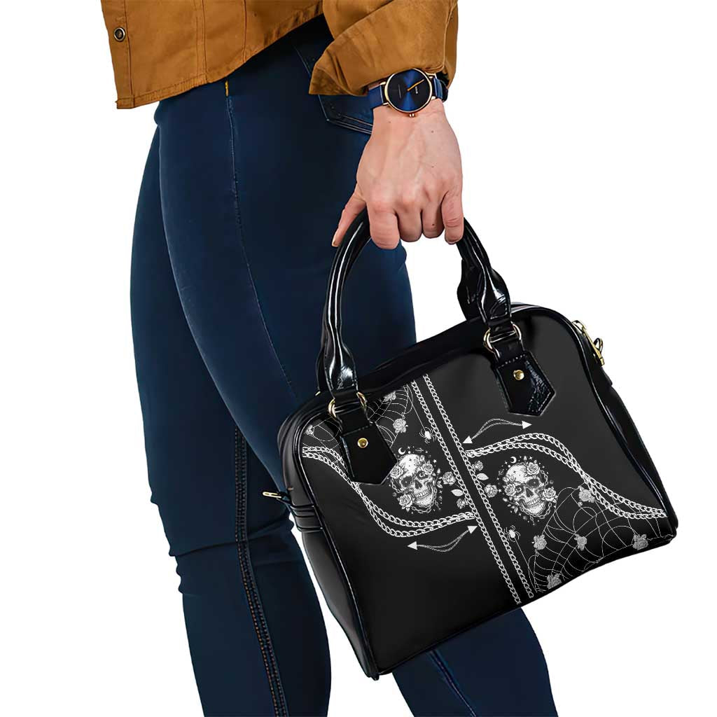 Western Gothic Yoke Shoulder Handbag Skull Rose With Spider DT05