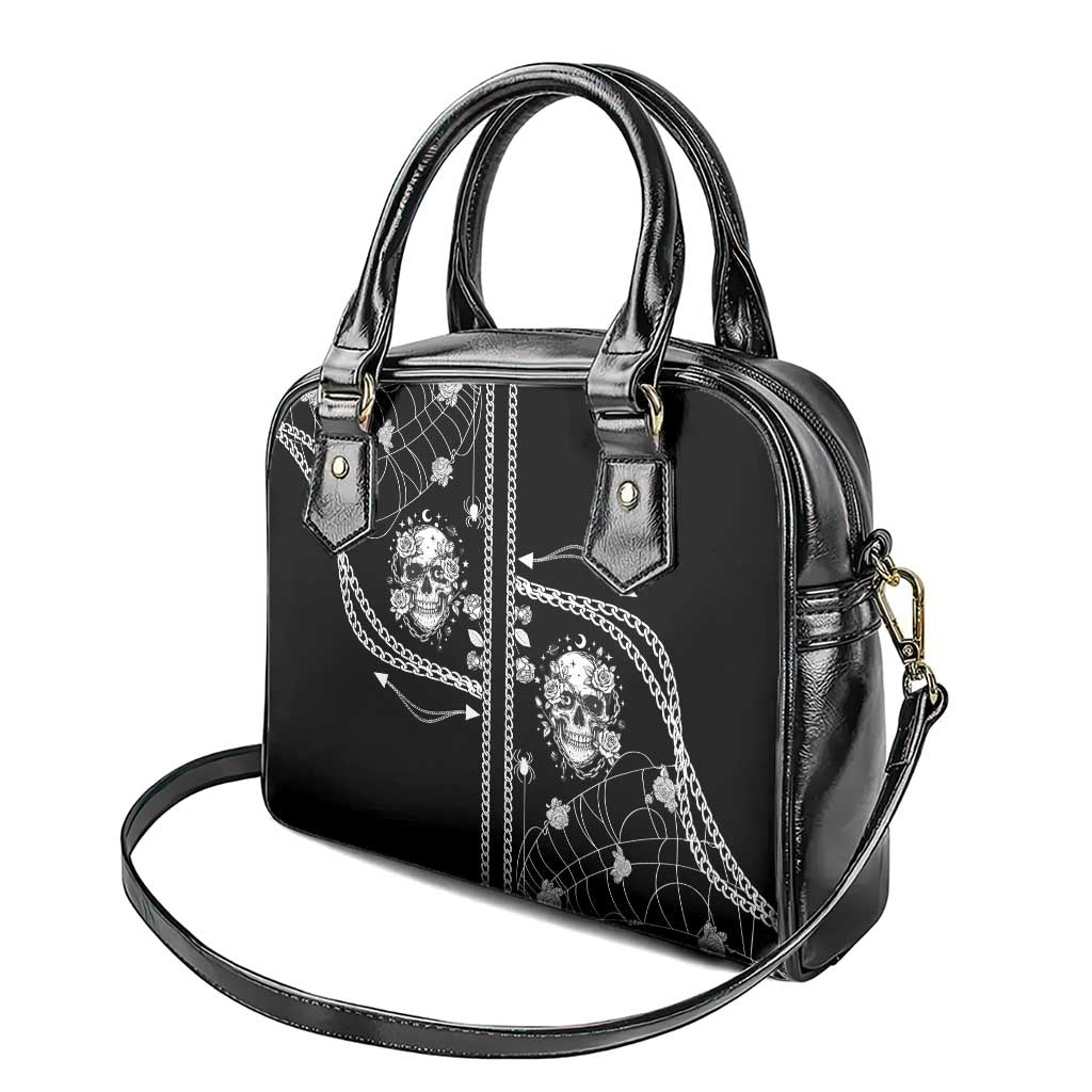 Western Gothic Yoke Shoulder Handbag Skull Rose With Spider DT05