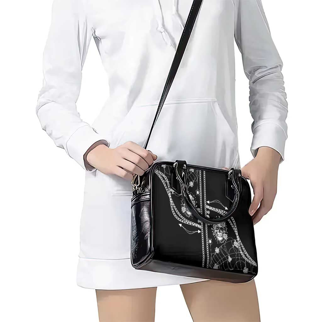 Western Gothic Yoke Shoulder Handbag Skull Rose With Spider DT05