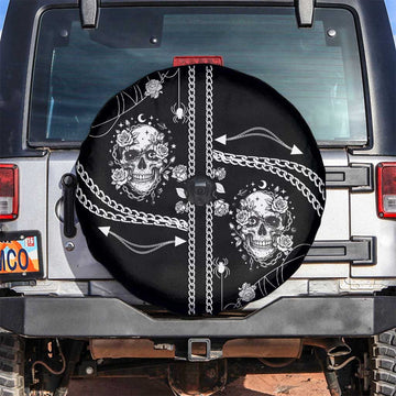 Western Gothic Yoke Spare Tire Cover Skull Rose With Spider DT05