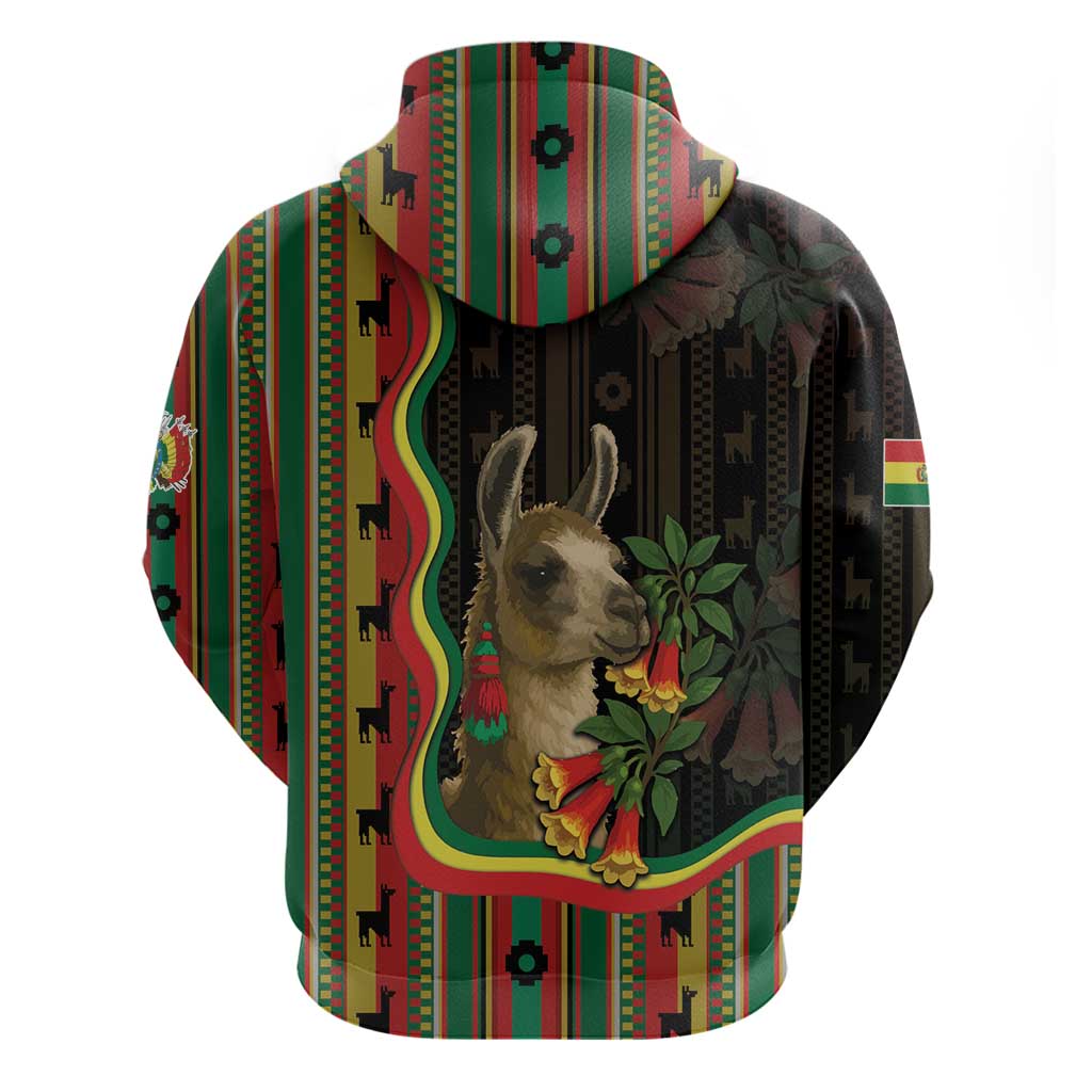 Bolivia Hoodie The Llama With Kantuta Over Andean Patterns DT05