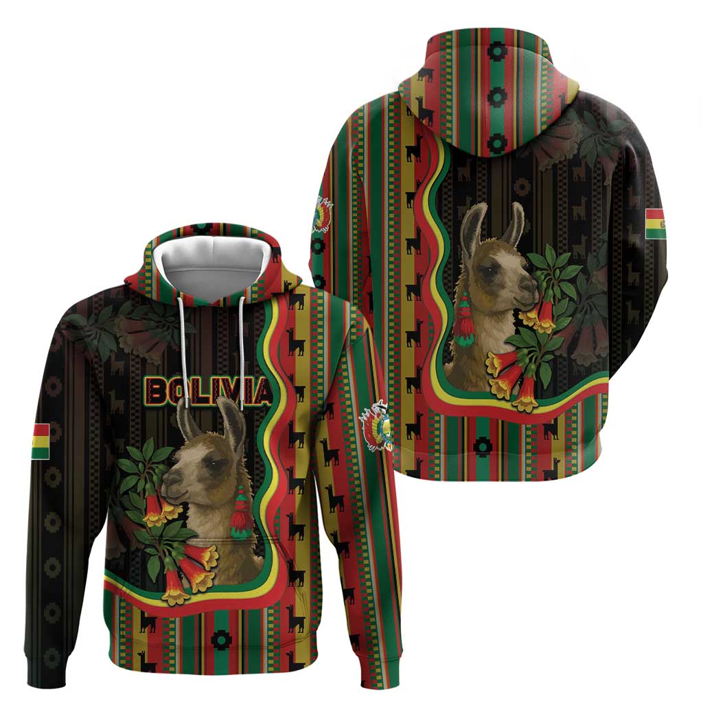 Bolivia Hoodie The Llama With Kantuta Over Andean Patterns DT05
