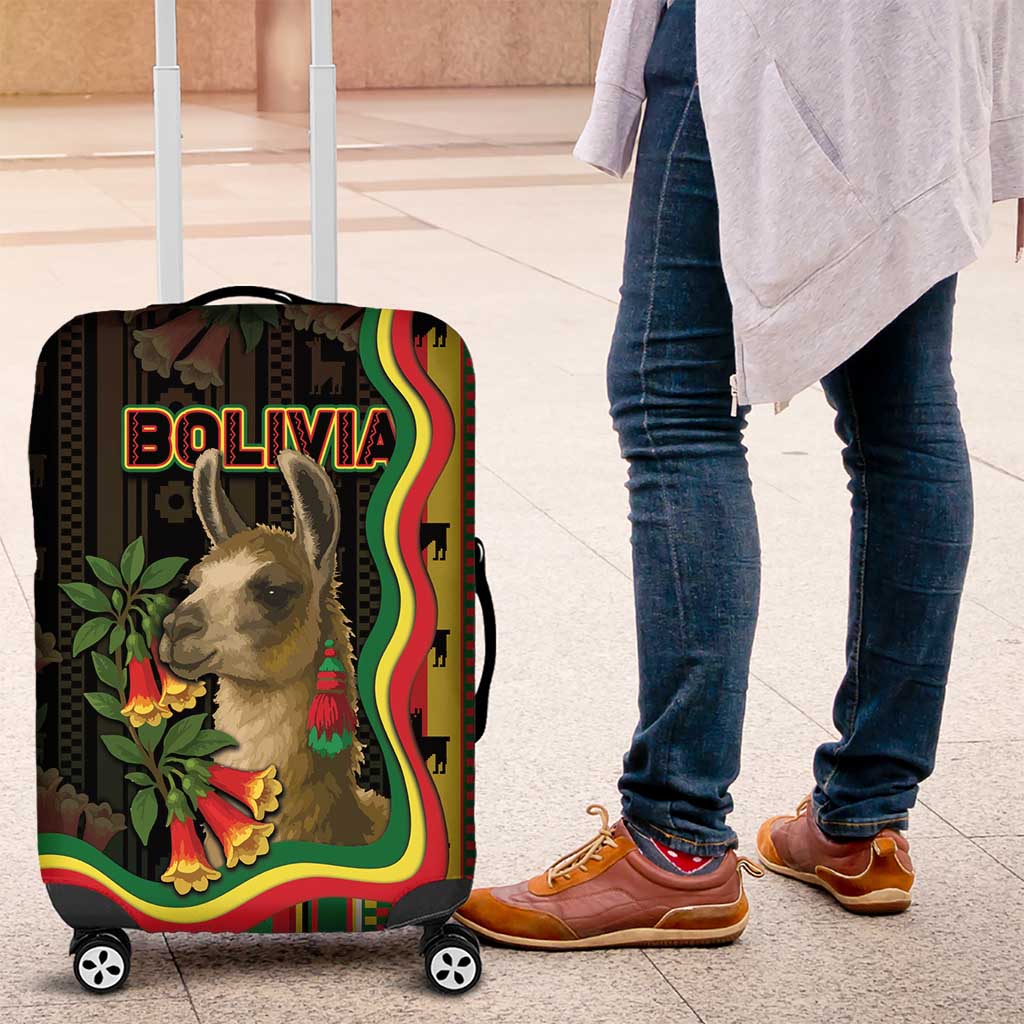 Bolivia Luggage Cover The Llama With Kantuta Over Andean Patterns DT05