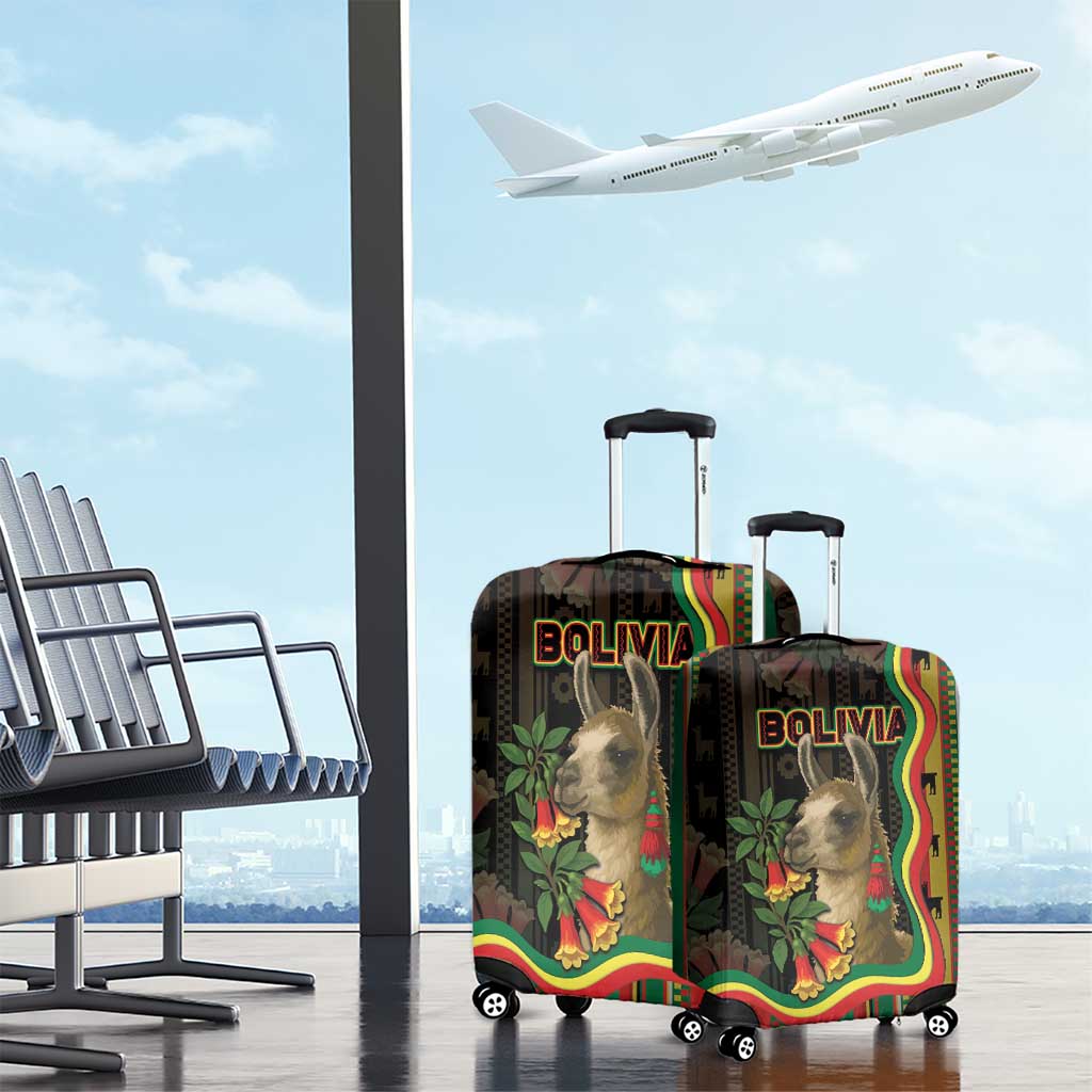 Bolivia Luggage Cover The Llama With Kantuta Over Andean Patterns DT05