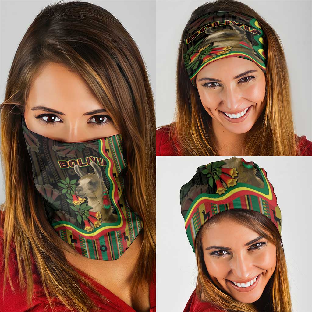 Bolivia Neck Gaiter The Llama With Kantuta Over Andean Patterns DT05
