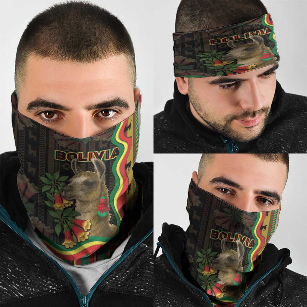 Bolivia Neck Gaiter The Llama With Kantuta Over Andean Patterns DT05