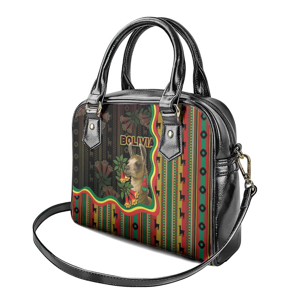 Bolivia Shoulder Handbag The Llama With Kantuta Over Andean Patterns DT05
