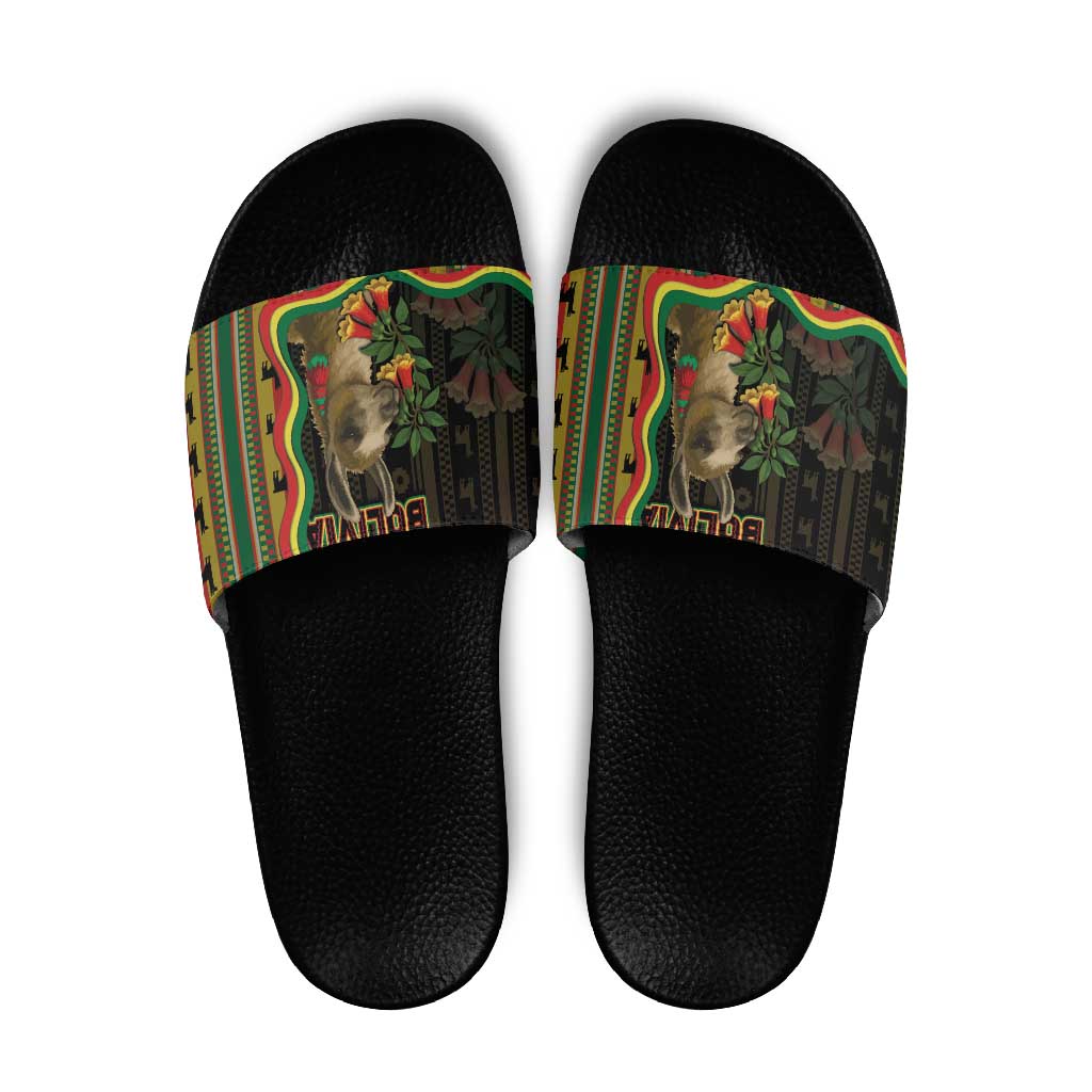 Bolivia Slide Sandals The Llama With Kantuta Over Andean Patterns DT05