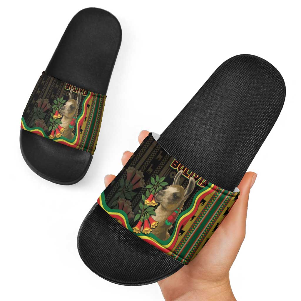 Bolivia Slide Sandals The Llama With Kantuta Over Andean Patterns DT05