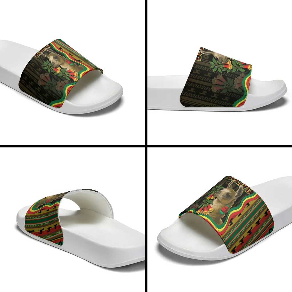Bolivia Slide Sandals The Llama With Kantuta Over Andean Patterns DT05