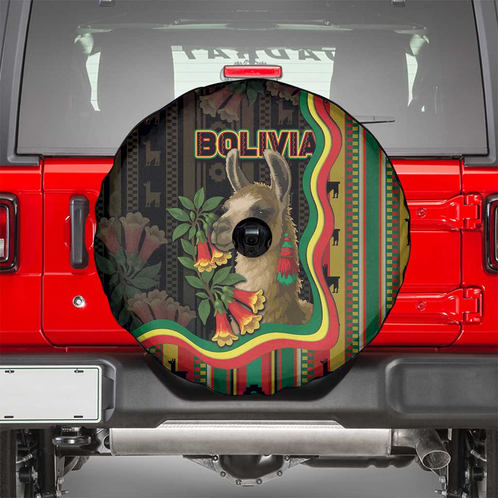 Bolivia Spare Tire Cover The Llama With Kantuta Over Andean Patterns DT05