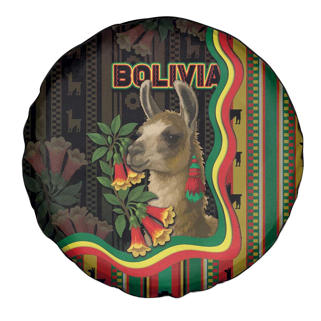 Bolivia Spare Tire Cover The Llama With Kantuta Over Andean Patterns DT05