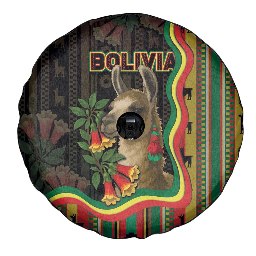 Bolivia Spare Tire Cover The Llama With Kantuta Over Andean Patterns DT05