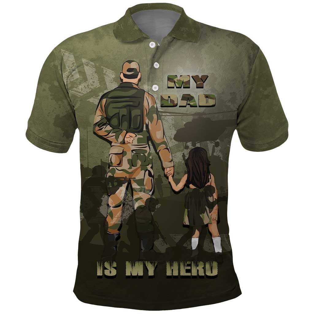 Military Fathers Day Polo Shirt My Dad Is My Hero DT05