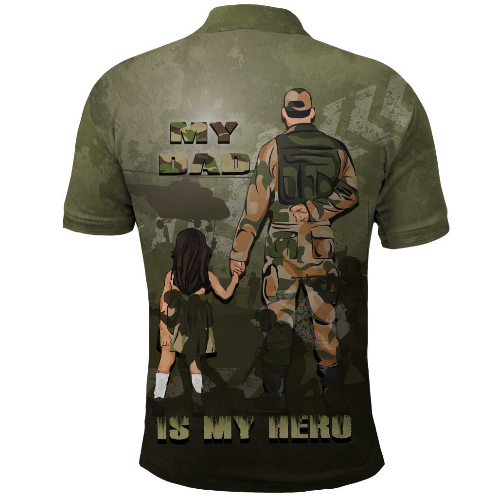 Military Fathers Day Polo Shirt My Dad Is My Hero DT05