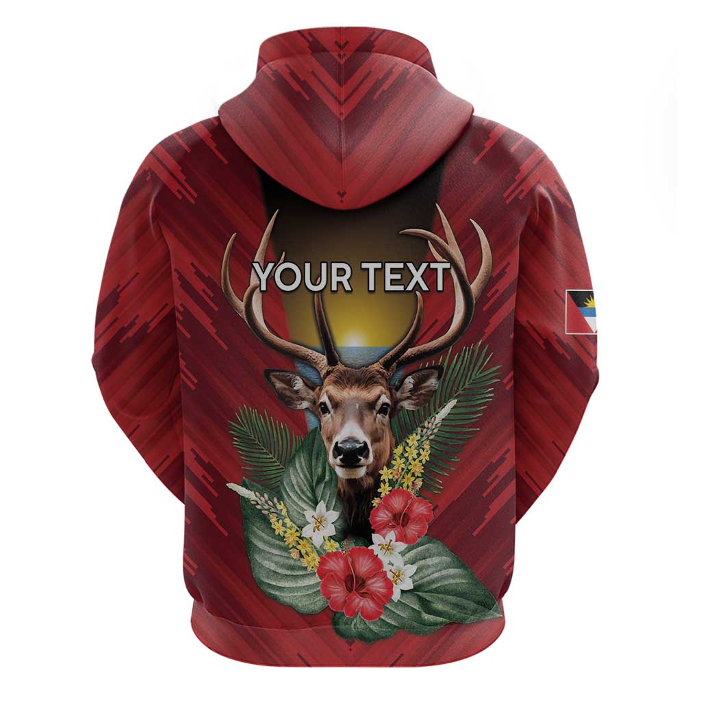 Personalized Antigua and Barbuda Hoodie Tropical Flowers Stag Deer DT05
