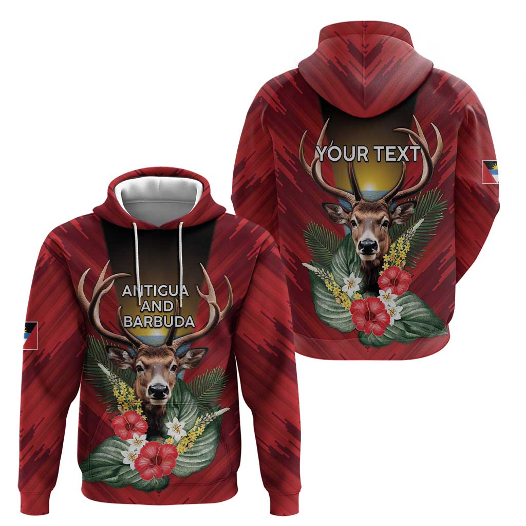 Personalized Antigua and Barbuda Hoodie Tropical Flowers Stag Deer DT05