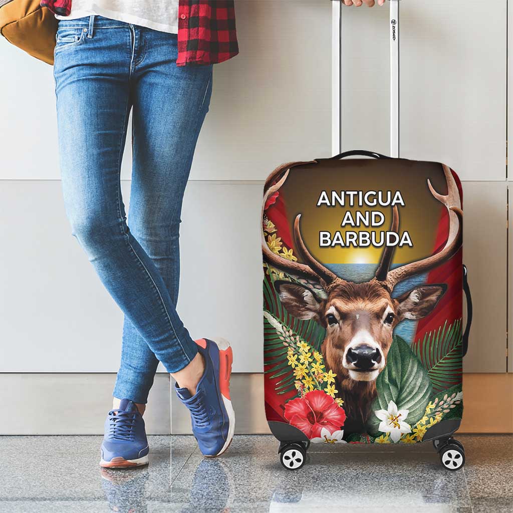 Antigua and Barbuda Luggage Cover Tropical Flowers Stag Deer DT05
