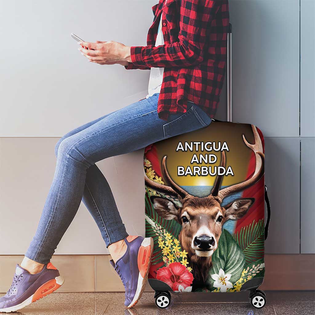 Antigua and Barbuda Luggage Cover Tropical Flowers Stag Deer DT05