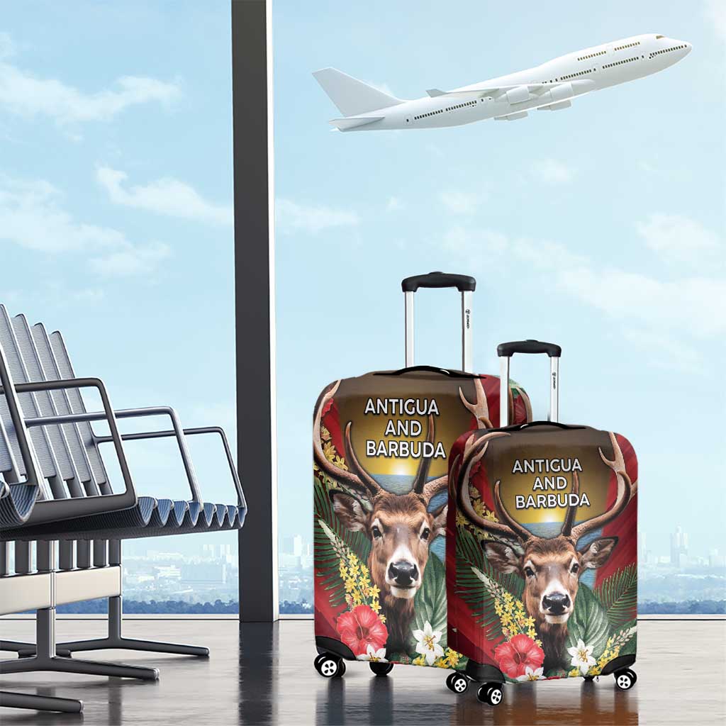 Antigua and Barbuda Luggage Cover Tropical Flowers Stag Deer DT05