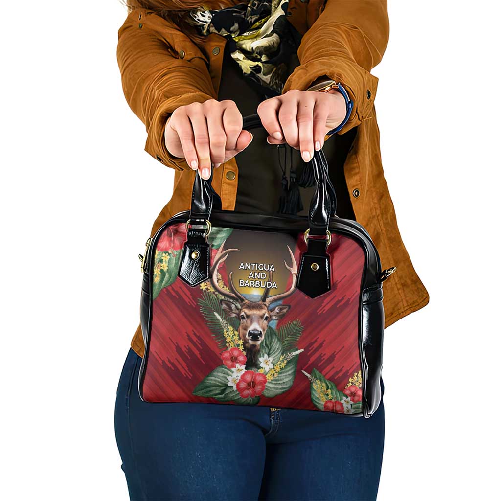 Antigua and Barbuda Shoulder Handbag Tropical Flowers Stag Deer DT05