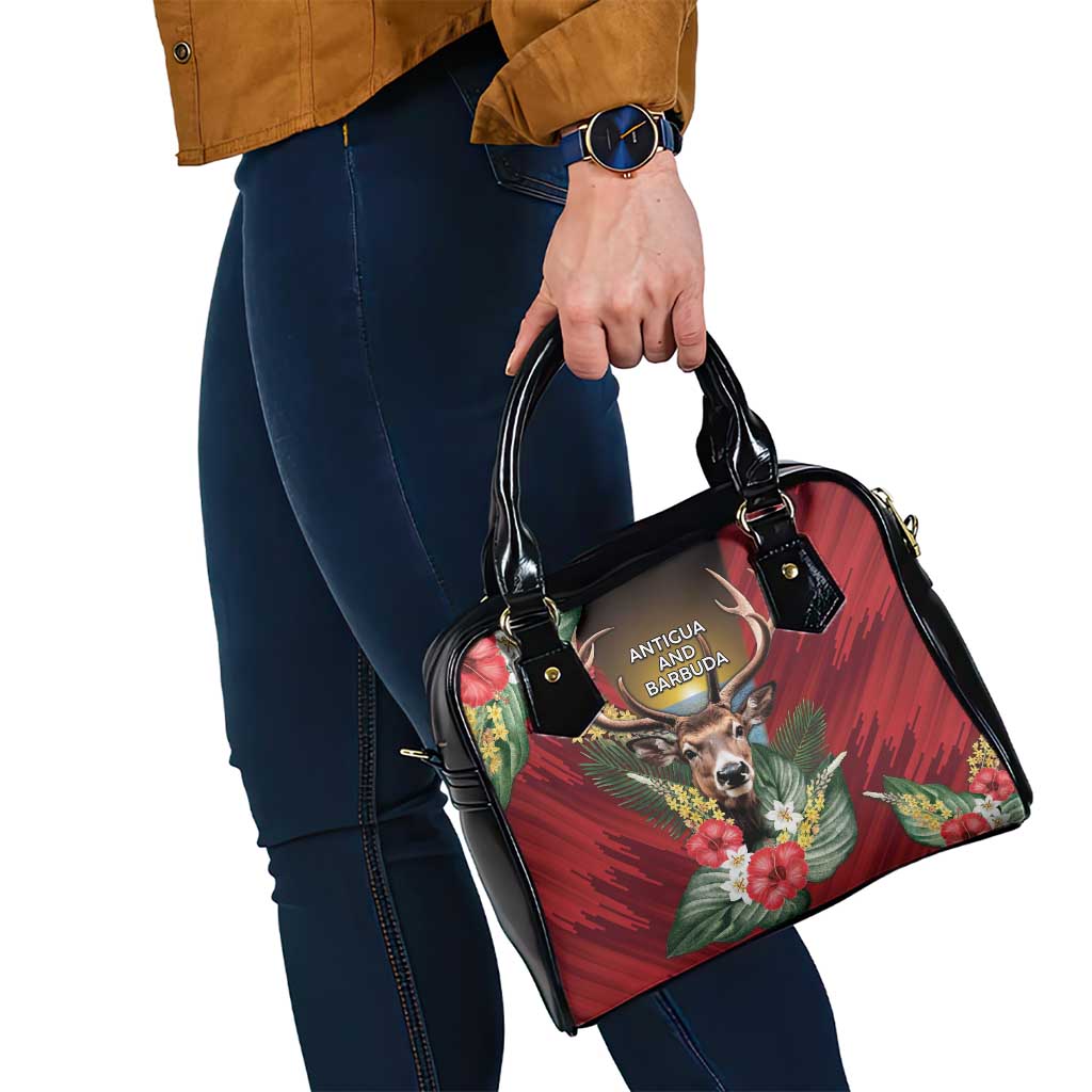 Antigua and Barbuda Shoulder Handbag Tropical Flowers Stag Deer DT05