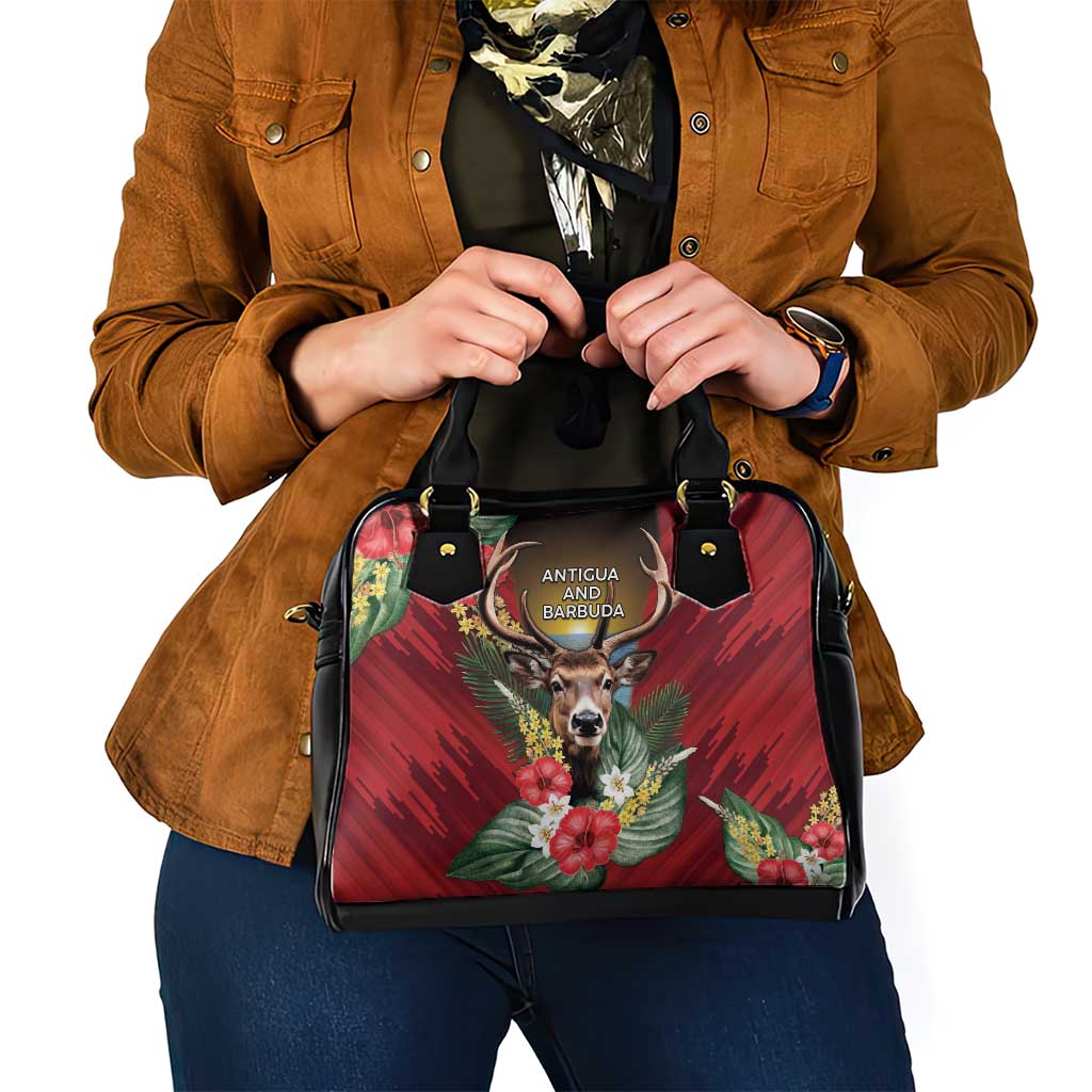 Antigua and Barbuda Shoulder Handbag Tropical Flowers Stag Deer DT05