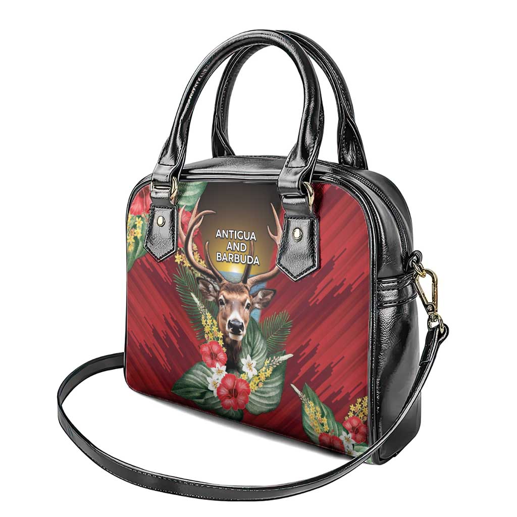 Antigua and Barbuda Shoulder Handbag Tropical Flowers Stag Deer DT05