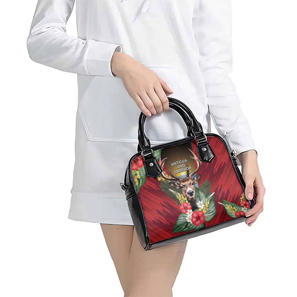 Antigua and Barbuda Shoulder Handbag Tropical Flowers Stag Deer DT05