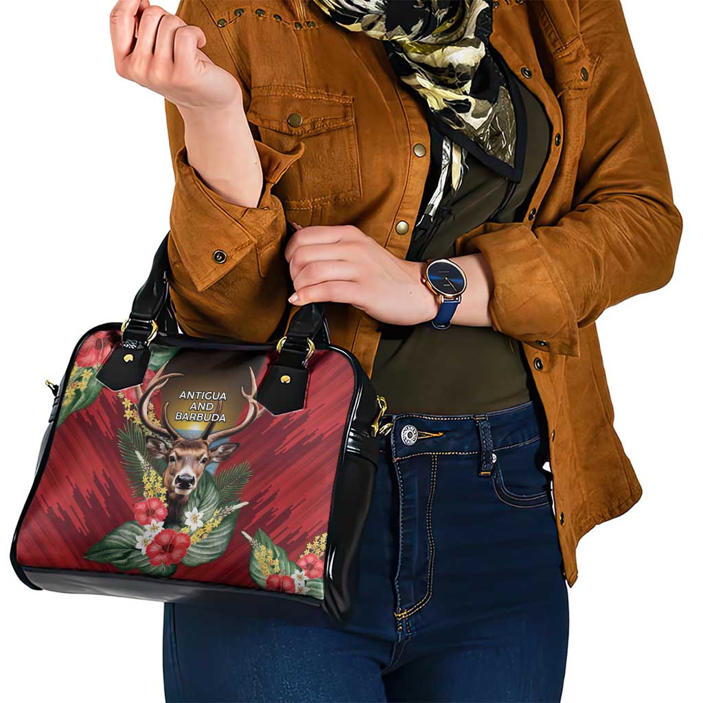 Antigua and Barbuda Shoulder Handbag Tropical Flowers Stag Deer DT05