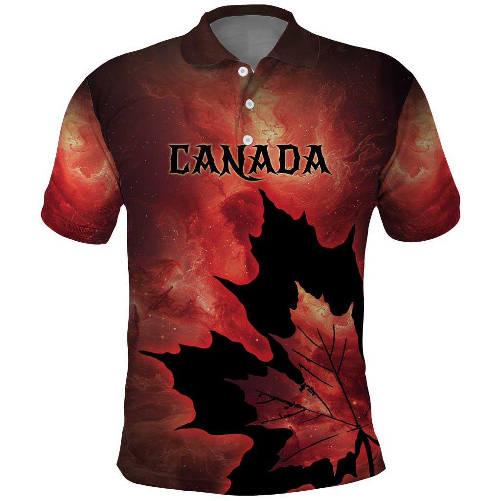 Personalized Canada Maple Leaf Polo Shirt Red Galaxy Style DT05