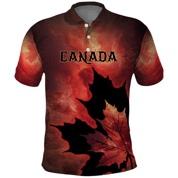 Personalized Canada Maple Leaf Polo Shirt Red Galaxy Style DT05