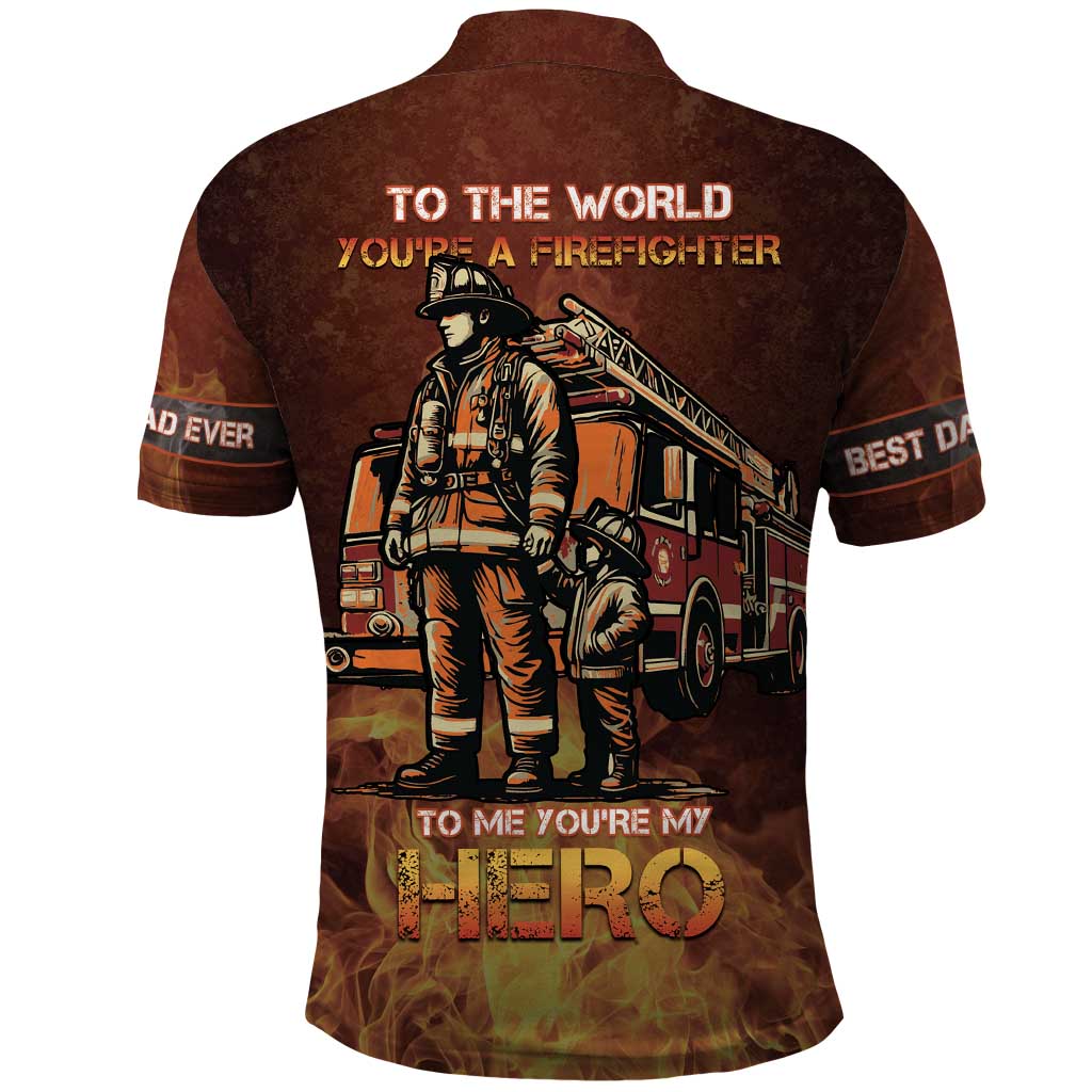 Firefighter Fathers Day Polo Shirt Best Dad Ever DT05
