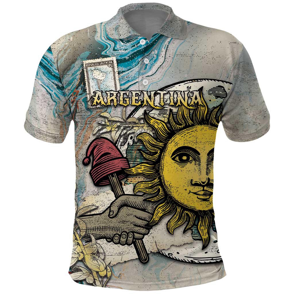 Argentina Polo Shirt Sol De Mayo Retro Style DT05